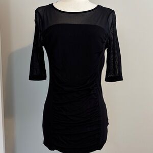 INC International Concepts Black Sheer Sleeve Blouse